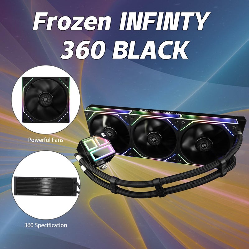 Thermalright مبرد وحدة المعالجة المركزية Aio الأسود فريزن إنفينيتي 360، مراوح TL-M12*3 PWM، مبرد مياه وحدة المعالجة المركزية، مرآة إنفينيتي ARGB، تبريد سائل لوحدة المعالجة المركزية 360: LGA1851/1700/1150/1151/1200/2011، تبريد مياه الكمبيوتر - Image 3